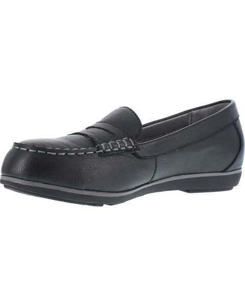 Image #2 - Rockport Women's Top Shore Penny Loafer Shoes - Steel Toe , Black, hi-res