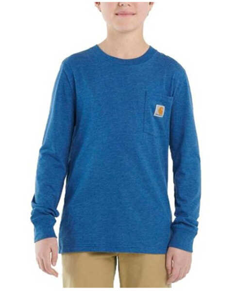 Carhartt Boys' Tractor Logo Graphic Long Sleeve Pocket T-Shirt, Dark Blue, hi-res