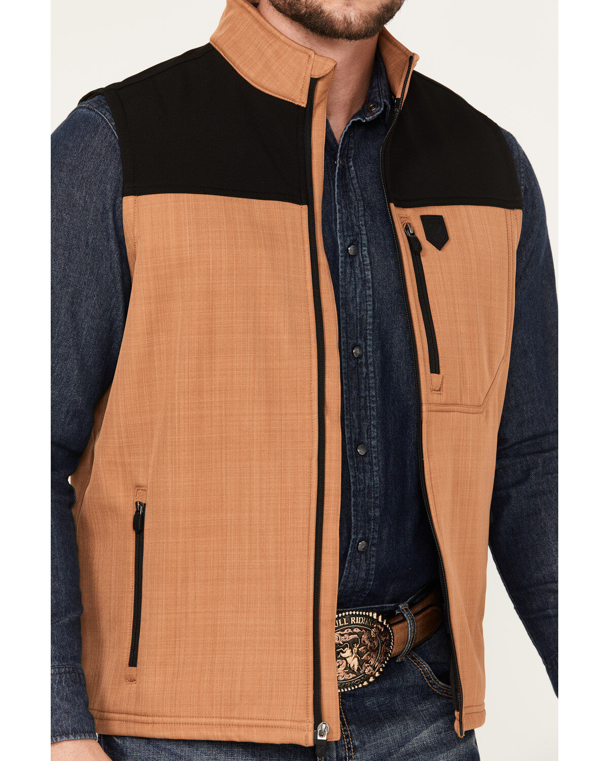 Image #3 - RANK 45® Men's Lakewood Softshell Block Vest, Lt Brown, hi-res