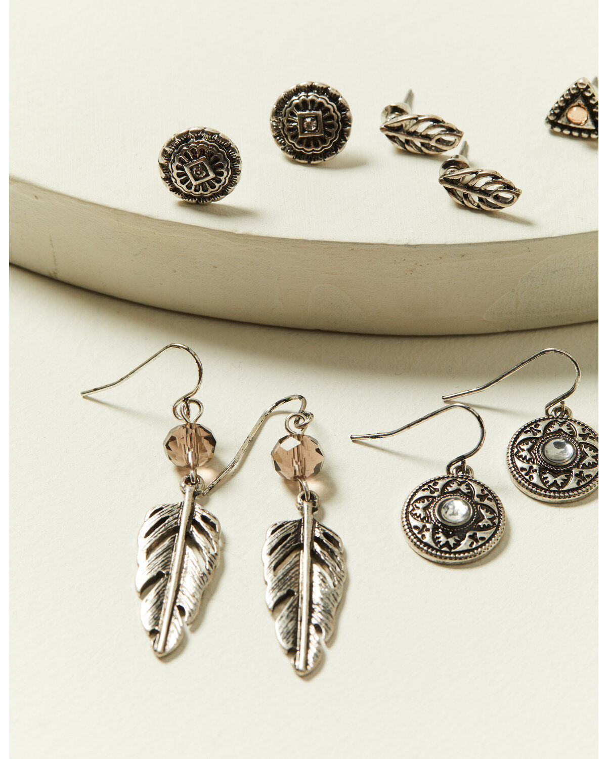 Image #2 - Shyanne Women's Shimmer Concho Feather Earring 6-Piece Set, Silver, hi-res