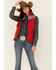 Cruel Girl Women's Red Embroidered Quilted Poly Puffer Vest , Red, hi-res