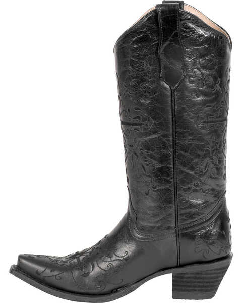 Image #4 - Circle G Women's Cross Embroidered Western Boots, Black, hi-res
