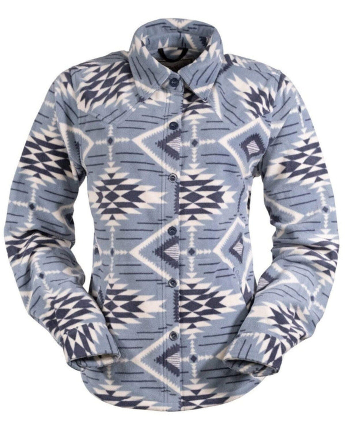 Outback Trading Co. Women's Eleanor Southwestern Fleece Shacket, Blue, hi-res