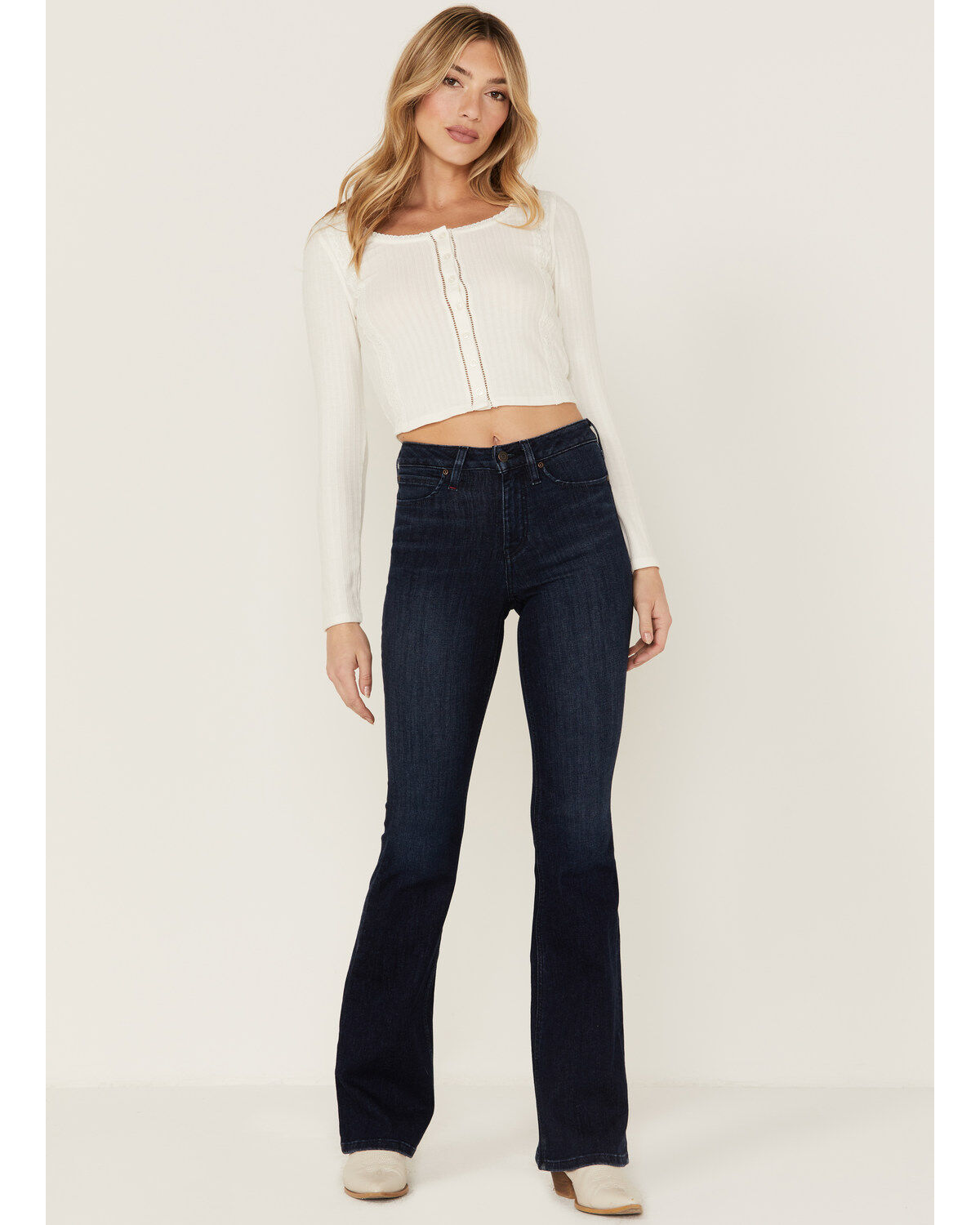 Image #4 - Idyllwind Women's Daisy Trail Pointelle Button Front Long Sleeve Top, Ivory, hi-res