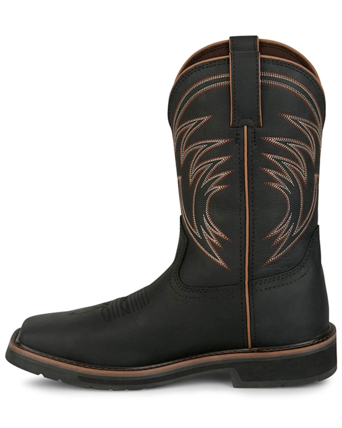 Image #3 - Justin Men's 11" Stampede Widowmaker Waterproof Pull-On Work Boots - Steel Toe, Black, hi-res