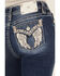 Image #2 - Miss Me Women's Dark Wash Mid Rise Winged Pocket 32" Bootcut Stretch Denim Jeans, Dark Wash, hi-res