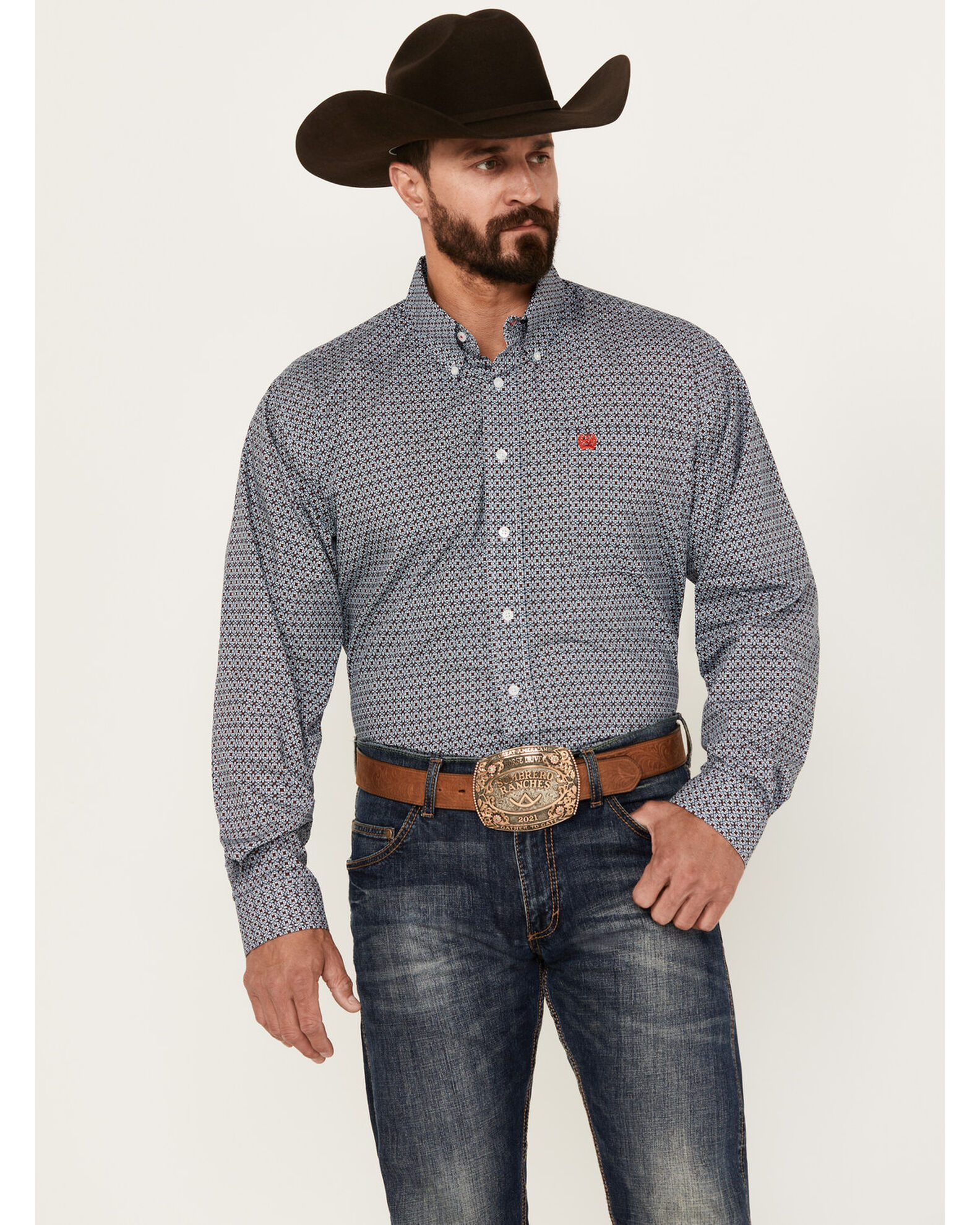 Cinch Men s Diamond Print Long Sleeve Button Down Western Shirt