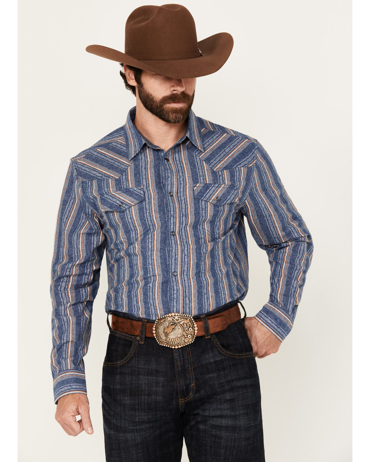 Cody James Men's Alpine Southwestern Striped Long Sleeve Pearl