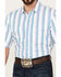 Panhandle Men's Serape Striped Short Sleeve Western Pearl Snap Shirt, Turquoise, hi-res