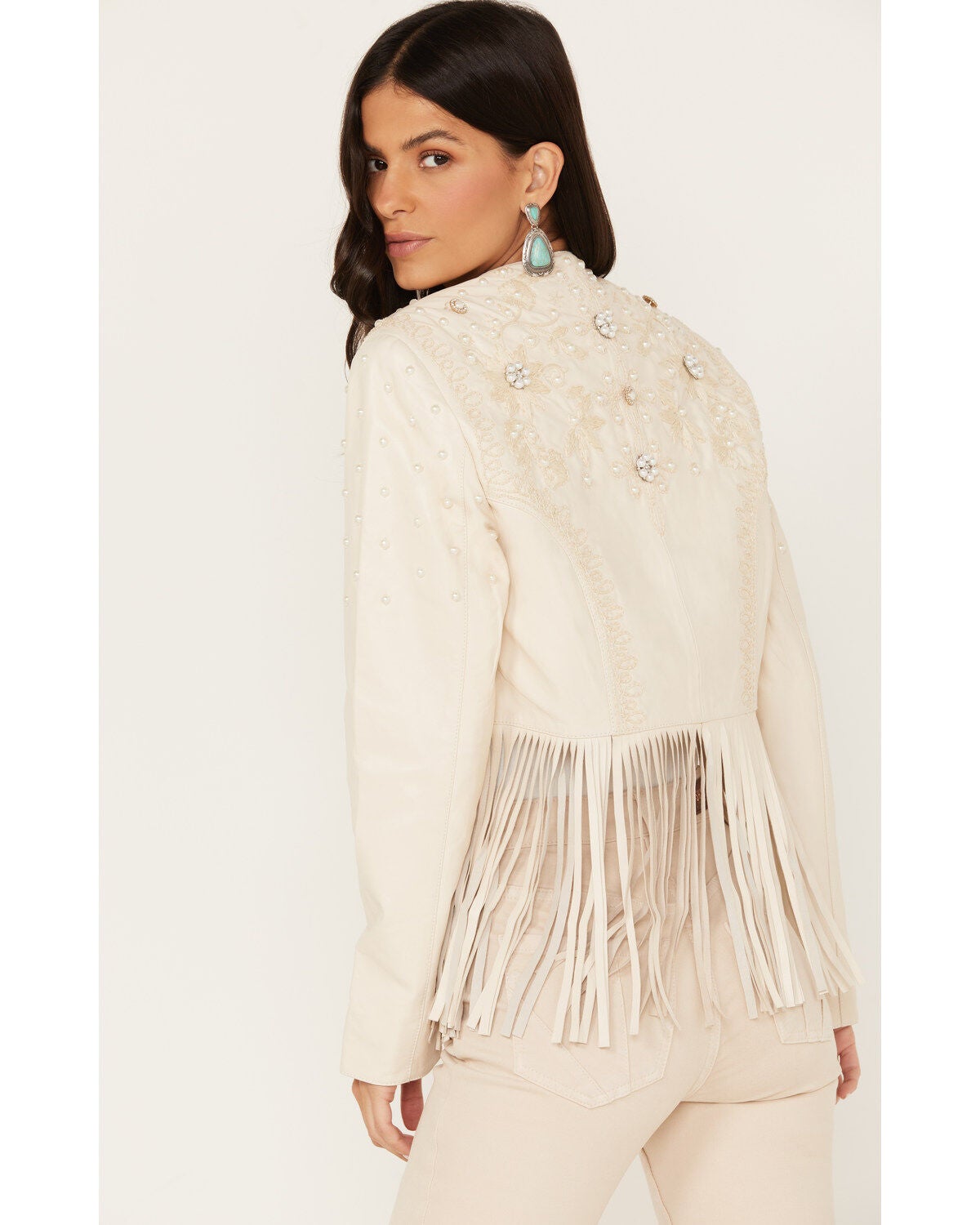 Image #4 - Boot Barn X Double D Ranch Women's Exclusive Embellished Fringe Bridal Jacket, , hi-res