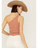 Fornia Women's Top One Cedar Wood One Shoulder Ribbed Cami Top, Mauve, hi-res
