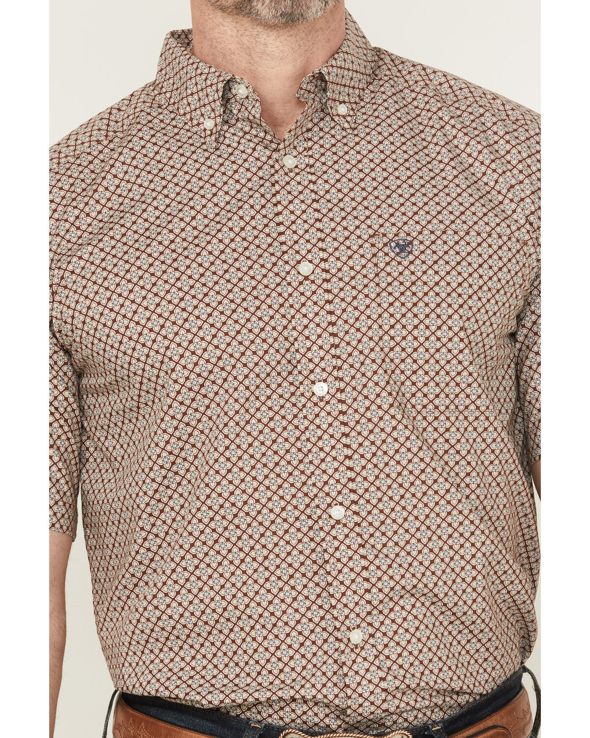 Ariat Men's Carmelo Floral Geo Print Short Sleeve Button-Down Western Shirt