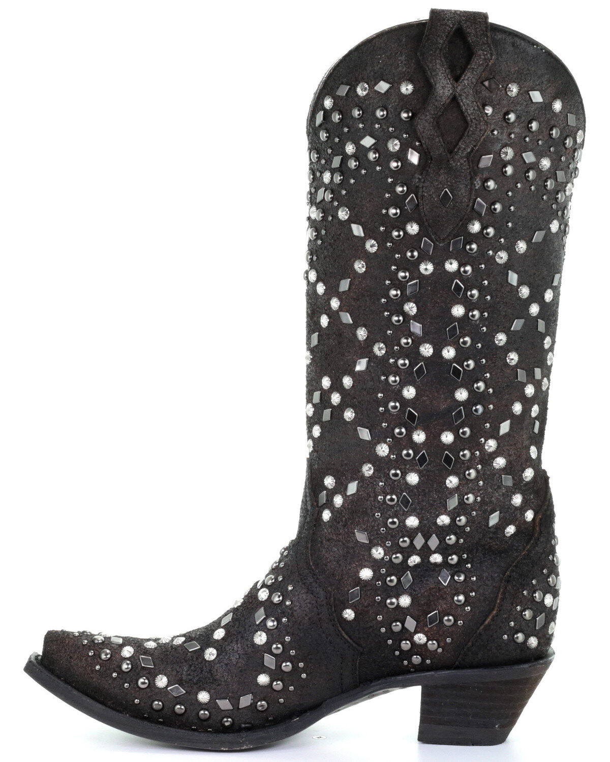 Image #3 - Corral Women's Dark Brown Full Studded Western Boots - Snip Toe, , hi-res