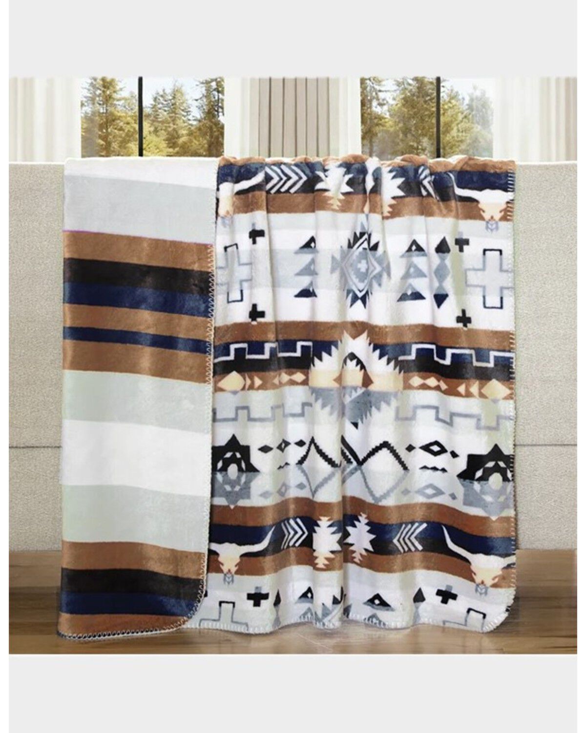 Image #1 - Carstens Home Wrangler Limestone Butte Reversible Plush Throw Blanket, Multi, hi-res
