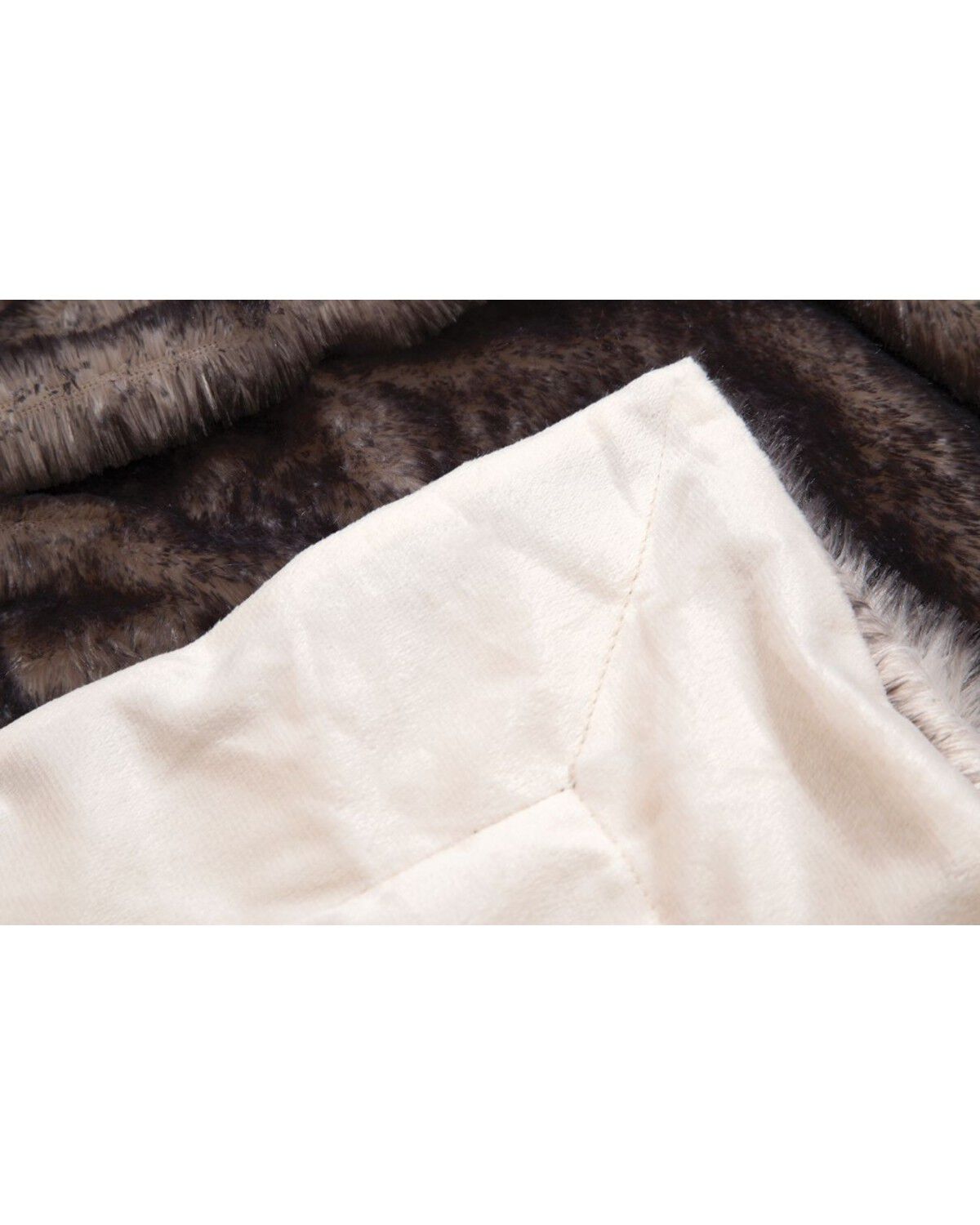 Image #3 - Carstens Home Dark Grey Tipped Fox Faux Fur Throw Blanket, Grey, hi-res