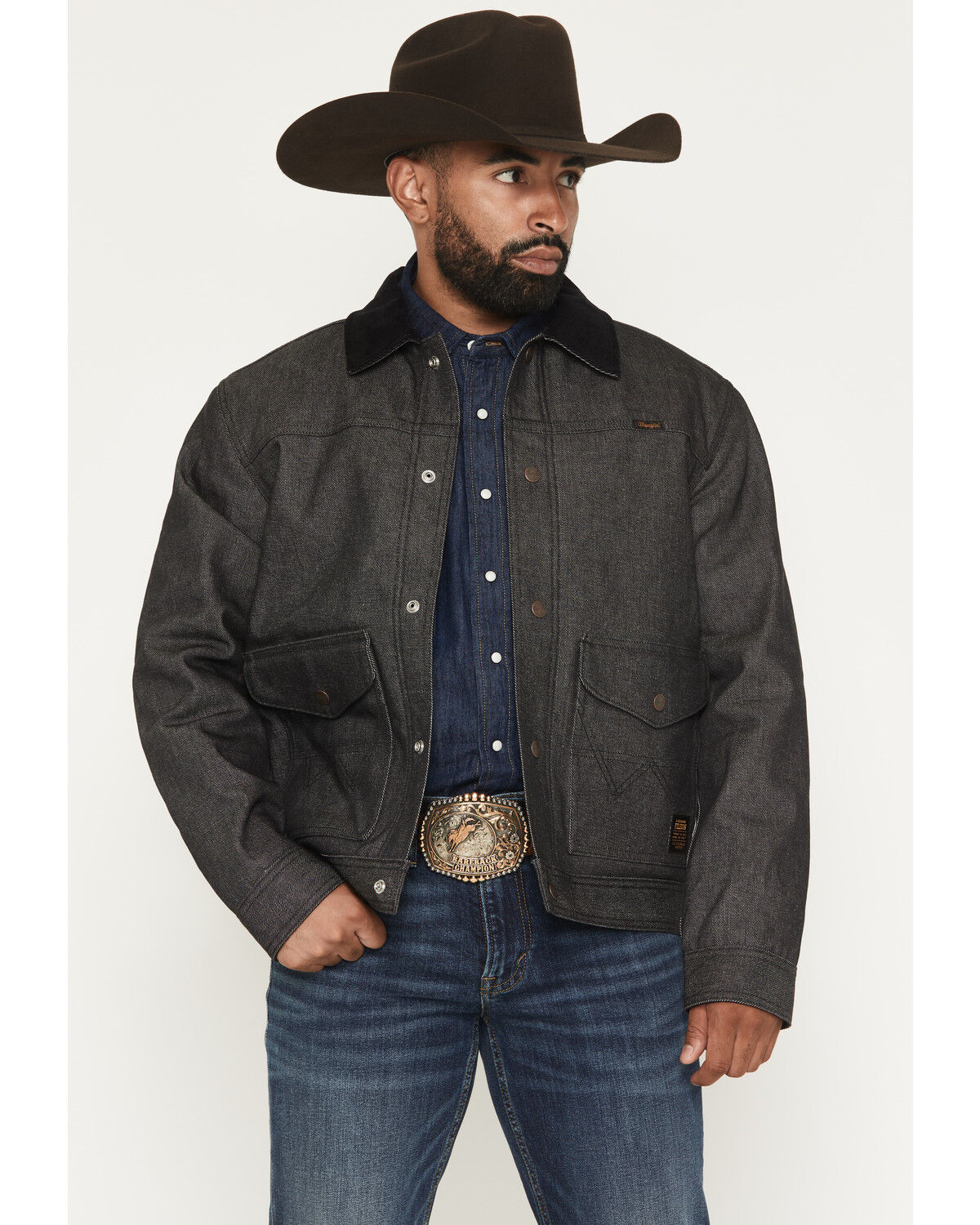Image #1 - Wrangler X Filson Men's Denim Work Jacket, Black, hi-res