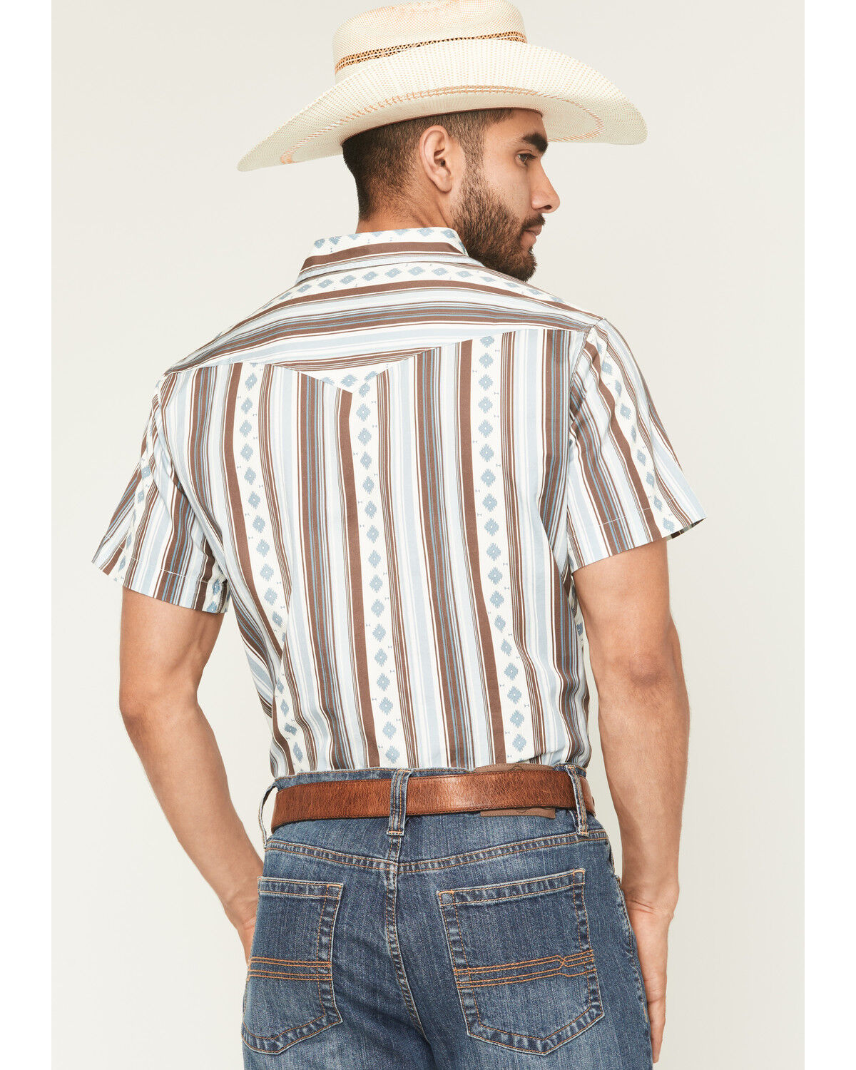 Image #4 - Sendero Provisions Men's Wyatt Serape Striped Short Sleeve Snap Western Shirt, Multi, hi-res
