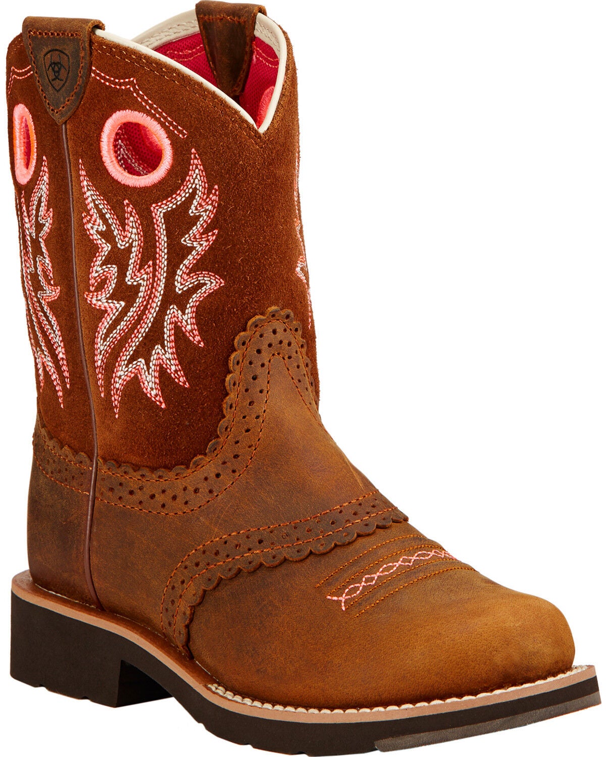 Ariat Girls' Fatbaby Powder Brown Western Boots - Round Toe, Brown, hi-res