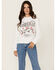 Image #1 - Bohemia Cowgirl Women's Nashville Short Sleeve Cropped Graphic Tee, White, hi-res