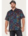 Image #1 - Scully Men's Paisley Floral Print Short Sleeve Button Down Western Shirt, , hi-res