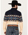 Panhandle Men's Southwestern Print Long Sleeve Western Snap Shirt, Navy, hi-res