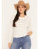 Image #1 - Idyllwind Women's Embellished Long Sleeve Henley Top, Ivory, hi-res