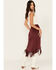 Image #3 - Shyanne Women's Faux Suede Wrap Fringe Skirt , Maroon, hi-res