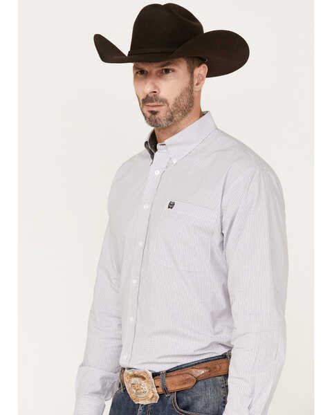 Image #2 - Cinch Men's Small Print Long Sleeve Button Down Western Shirt, White, hi-res
