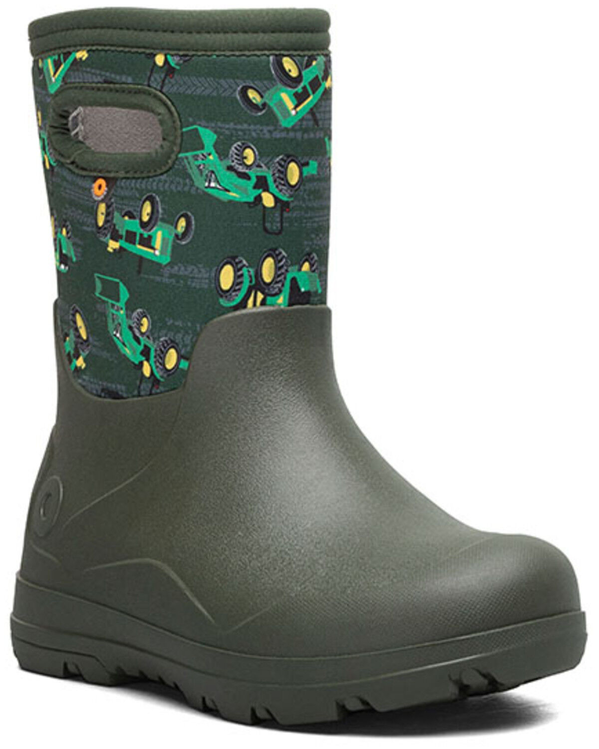 Image #1 - Bogs Boys' York Seamless Tractors Rubber Boots, Dark Green, hi-res