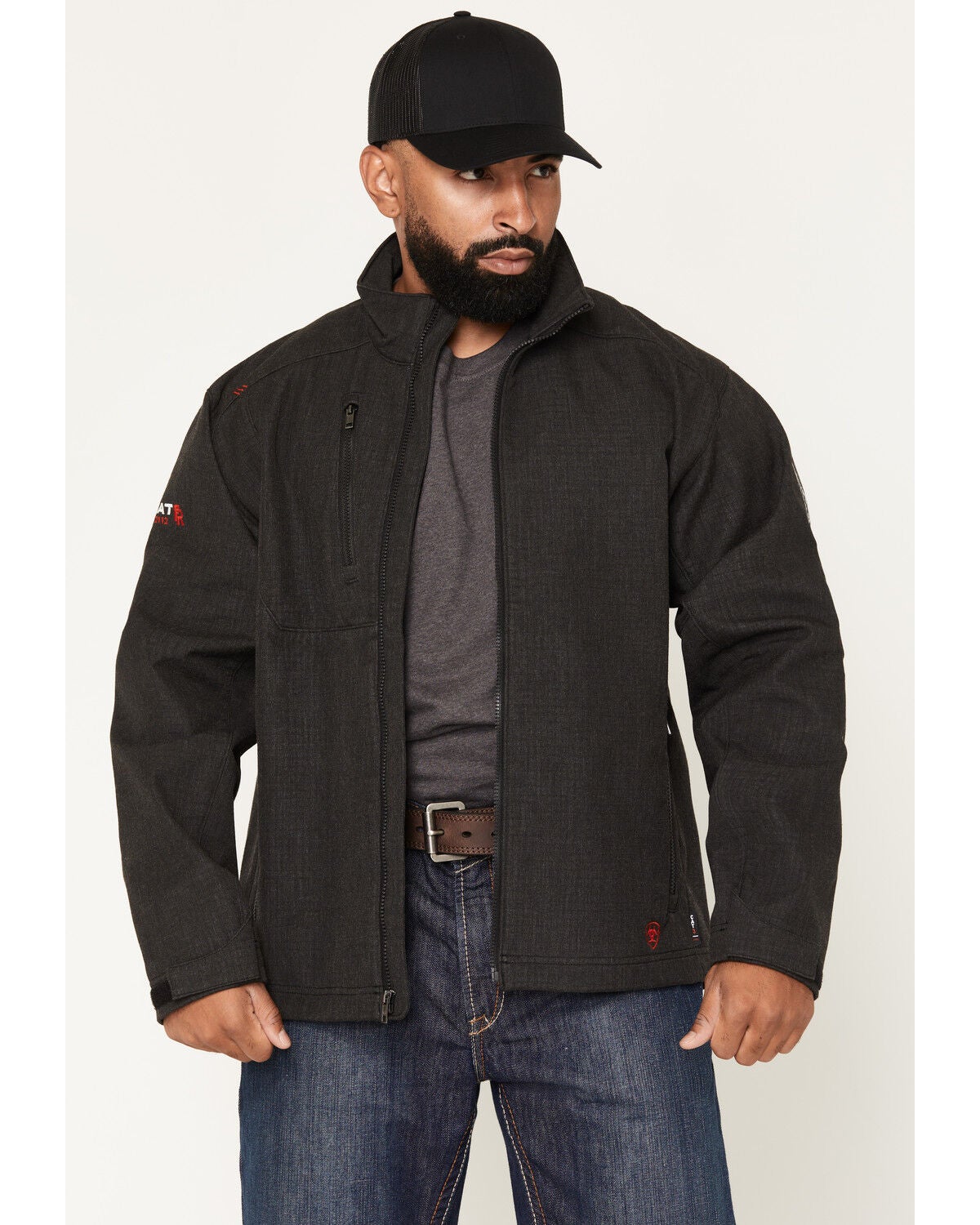 Image #1 - Ariat Men's FR Team Logo Softshell Jacket, Black, hi-res