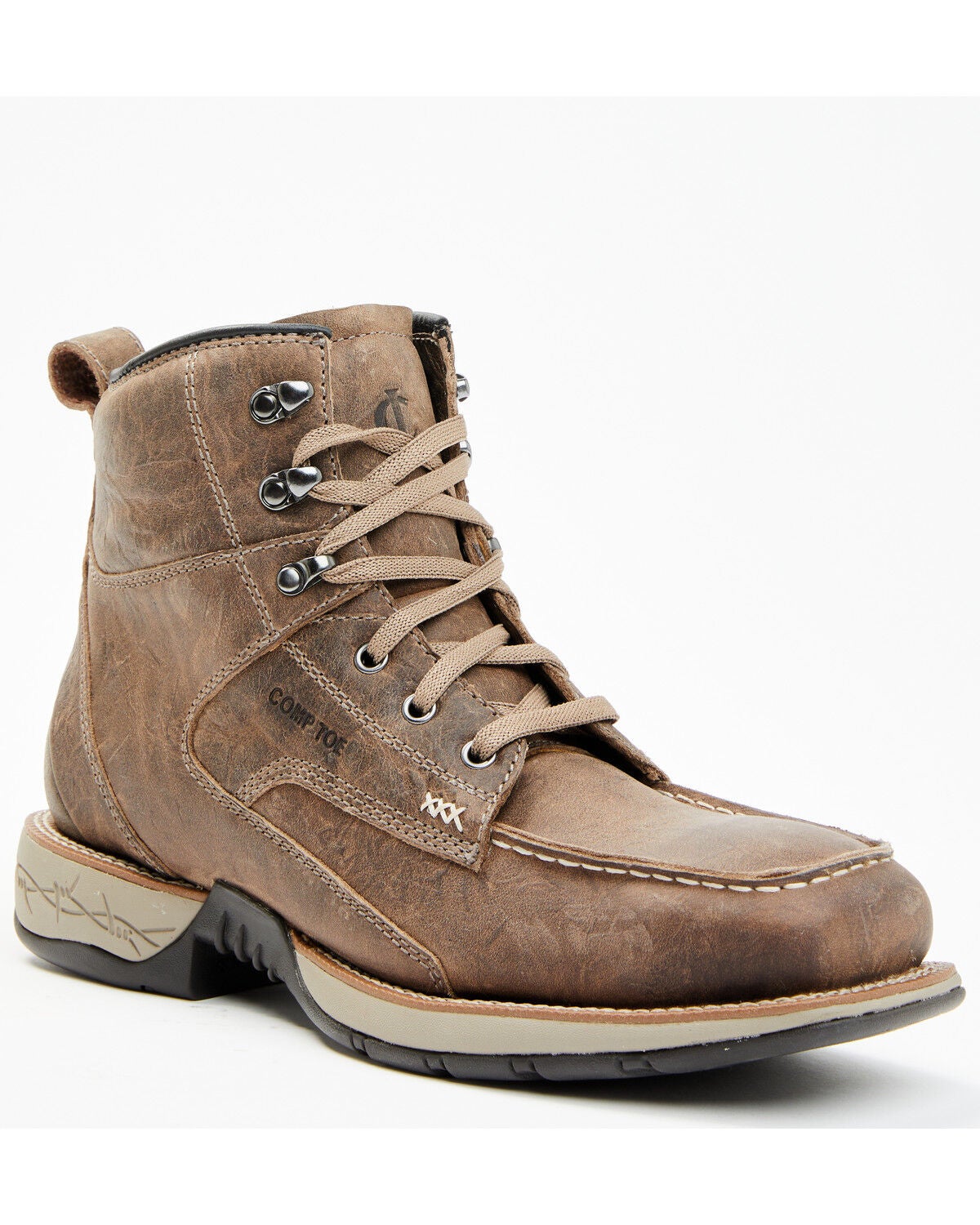 Cody James Men's Xero Lite Lace-Up Moc Work Boots - Composite Toe, Bark, hi-res