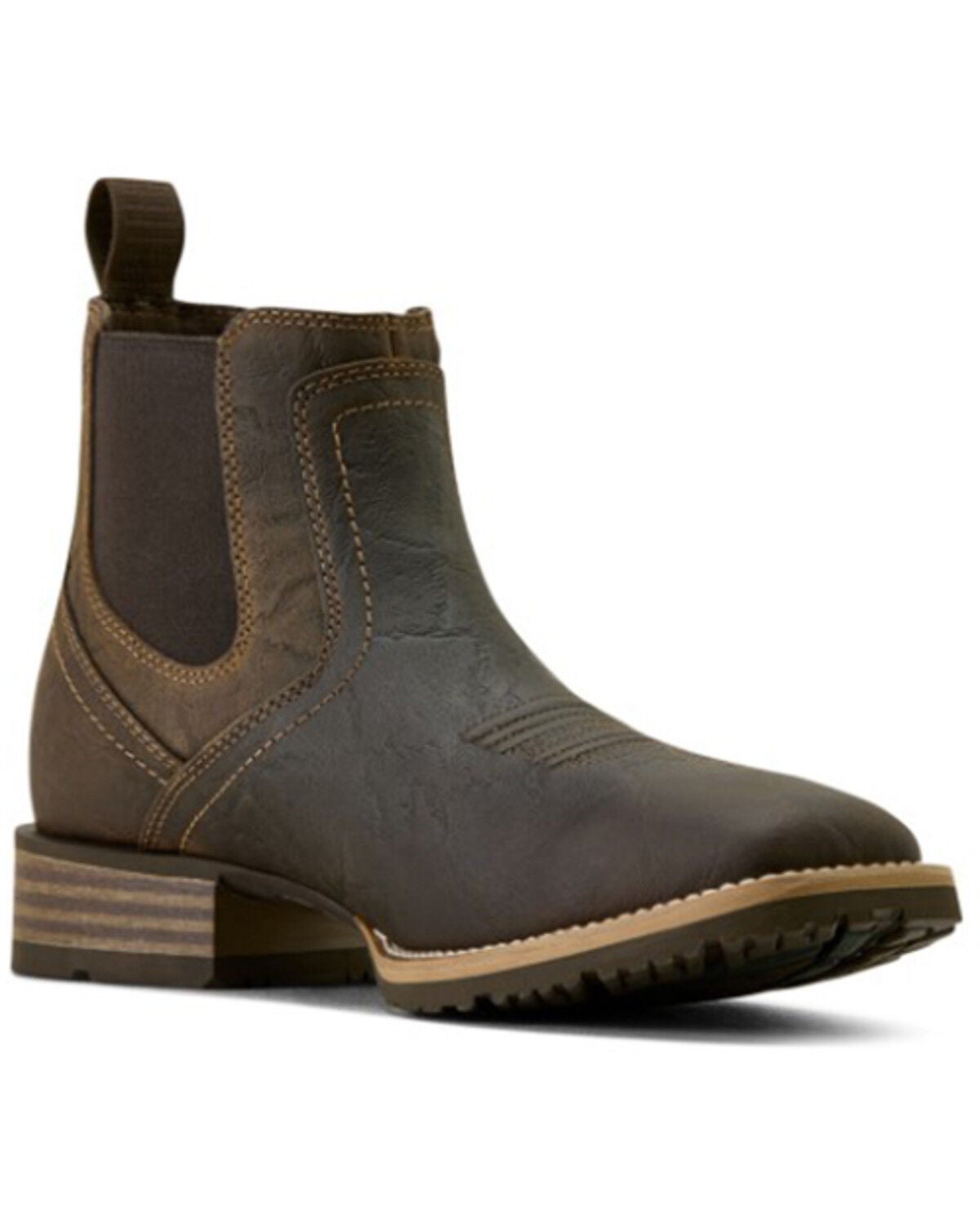 Ariat Men's Elephant Print Hybrid Low Boy Chelsea Boots - Broad Square Toe, Brown, hi-res