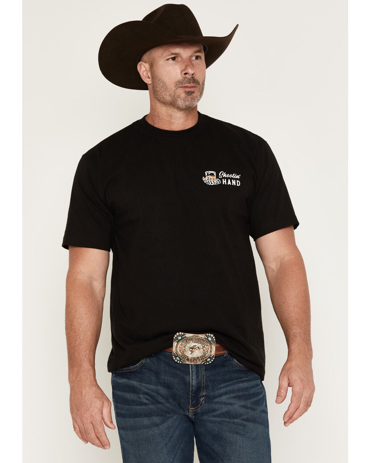 Image #2 - Sendero Provisions Men's Shootin' Hand Short Sleeve Graphic T-Shirt, Black, hi-res