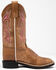 Shyanne Girls' Madison Faux Leather Western Boots - Square Toe, Brown/pink, hi-res