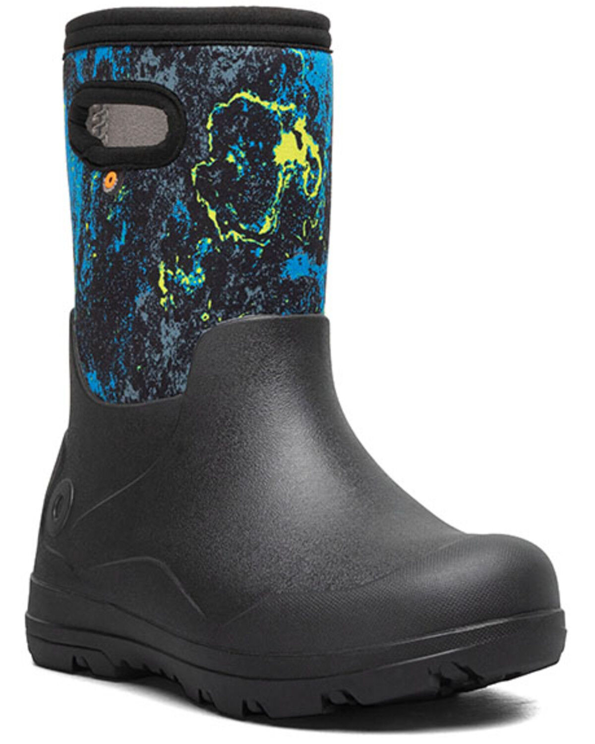Image #1 - Bogs Boys' York Seamless Acid Camo Rubber Boots, Black, hi-res