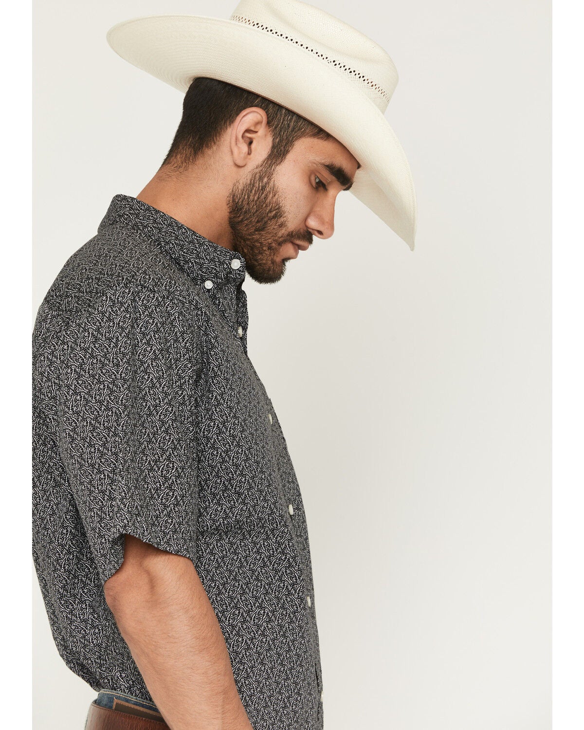 Image #2 - Ariat Men's Tru Printed Short Sleeve Button-Down Western Shirt, Black, hi-res