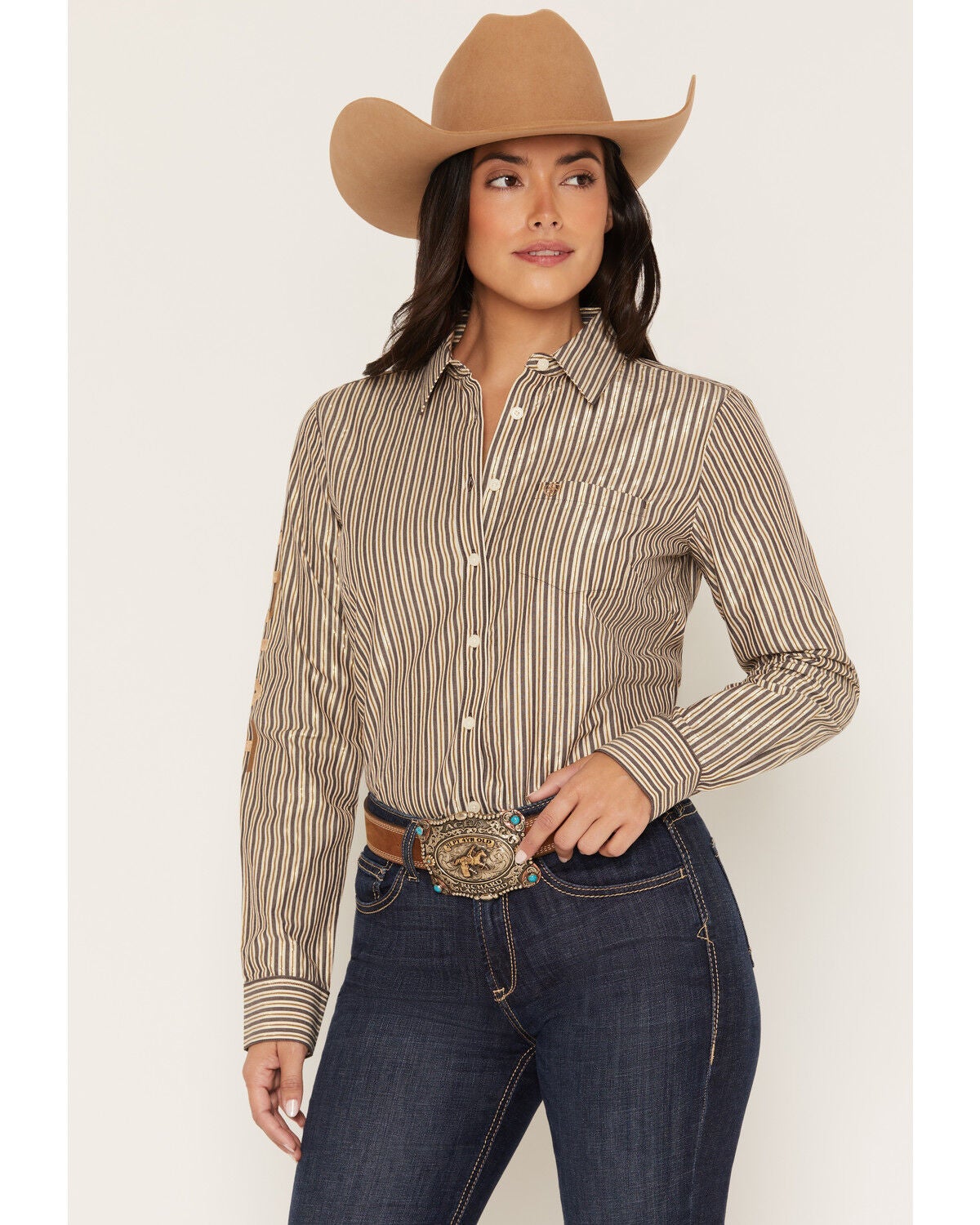 Ariat Women's Team Kirby Striped Long Sleeve Button-Down Stretch Western Shirt, Multi, hi-res