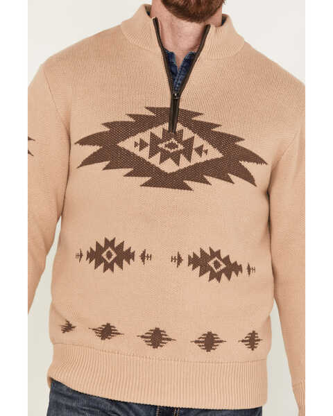 Cinch Men's 1/4 Zip Southwestern Print Pullover Sweater, Beige/khaki, hi-res
