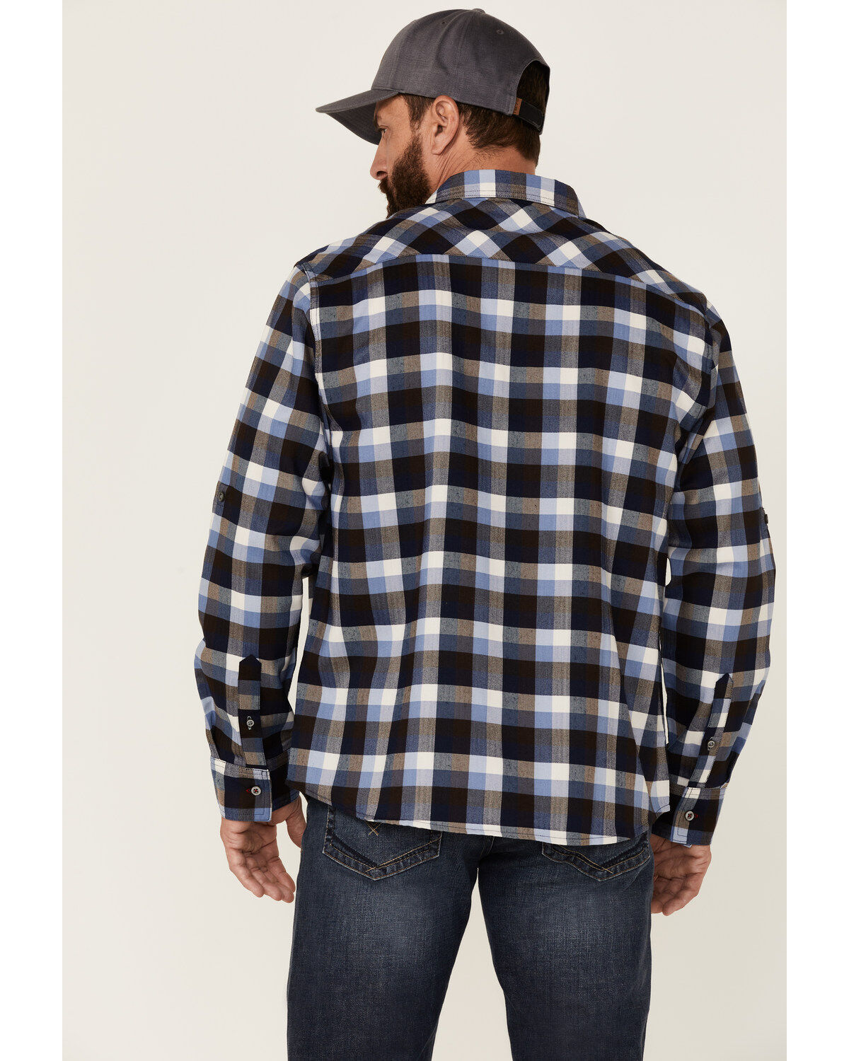 Image #4 - Flag & Anthem Men's Multi Manhasset Performance Plaid Long Sleeve Button-Down Western Flannel Shirt, Cream, hi-res