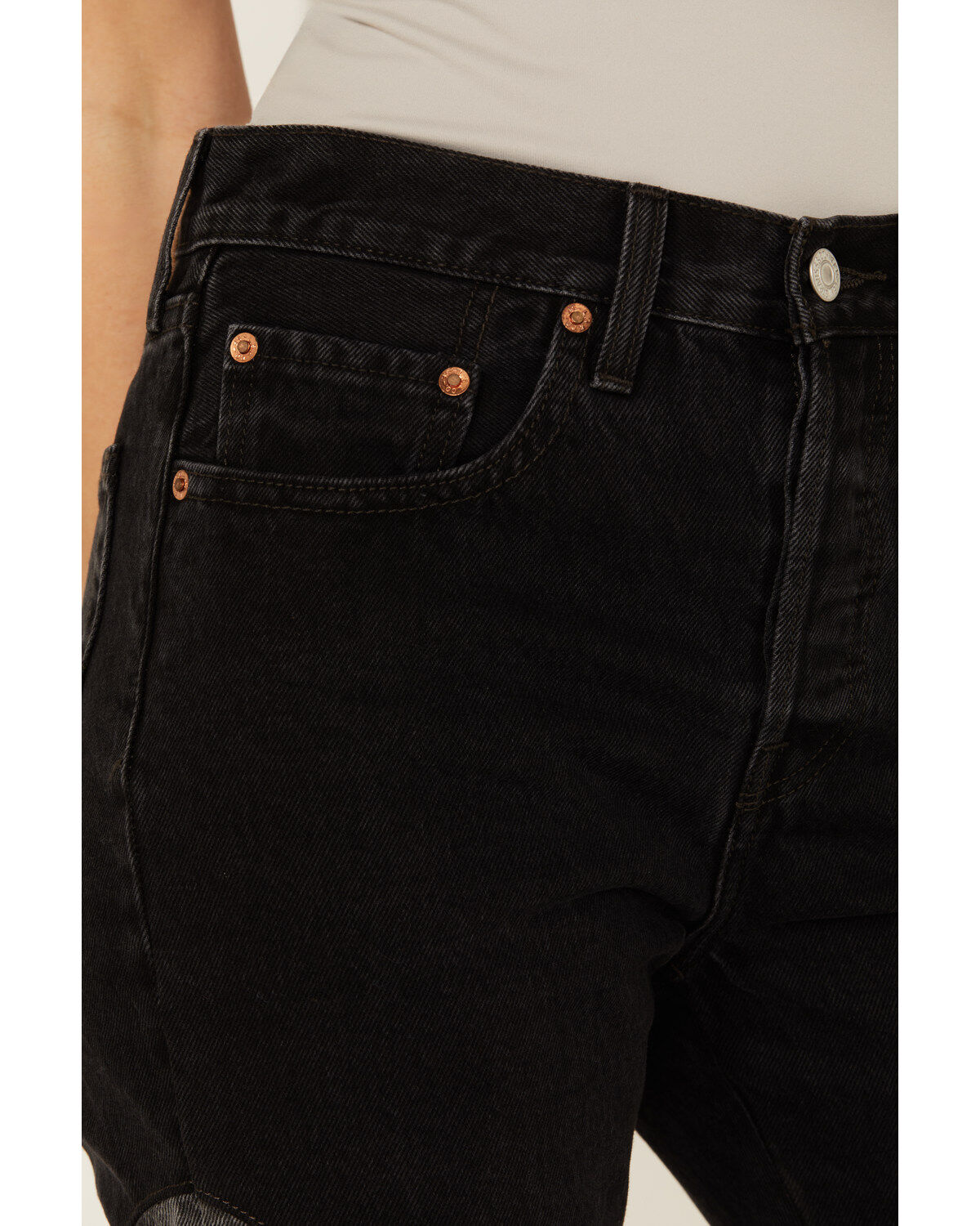 Image #2 - Levi's Premium Women's 501® Original Off To The Ranch High Rise Chap Jeans, Black, hi-res
