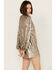 Image #3 - Rock & Roll Denim Women's Sequin Puff Long Sleeve Mini Dress, Gold, hi-res