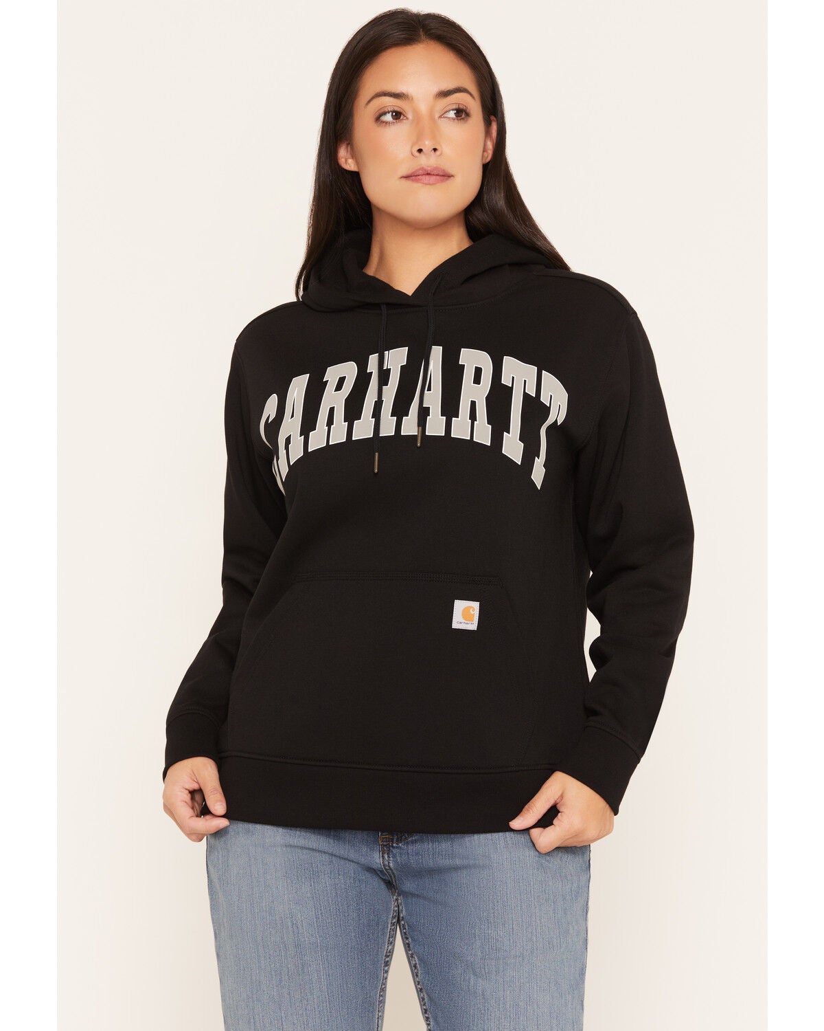 Image #1 - Carhartt Women's Marquette Varsity Graphic Hoodie, Black, hi-res