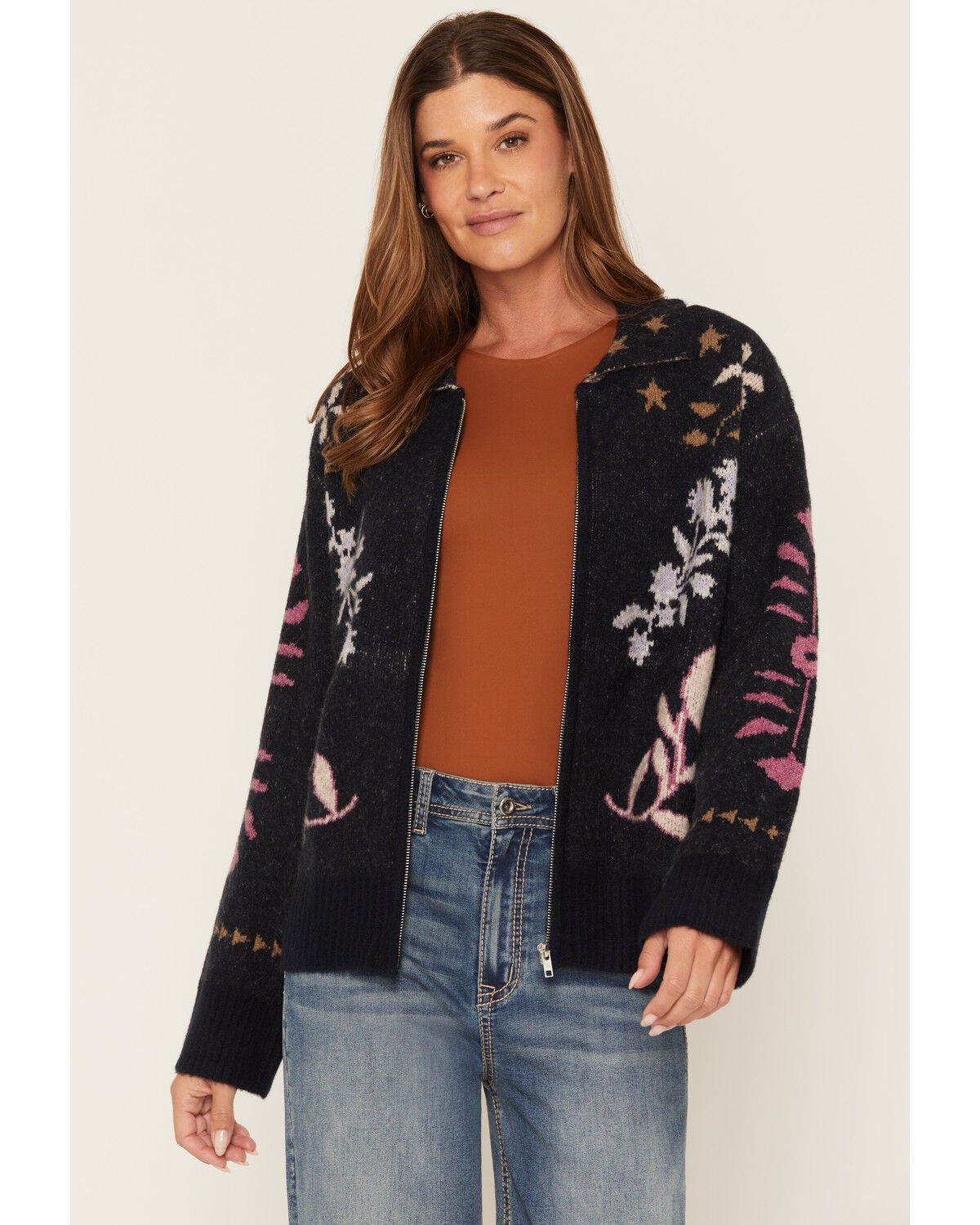 By Together Women's Zip Sweater, Navy, hi-res