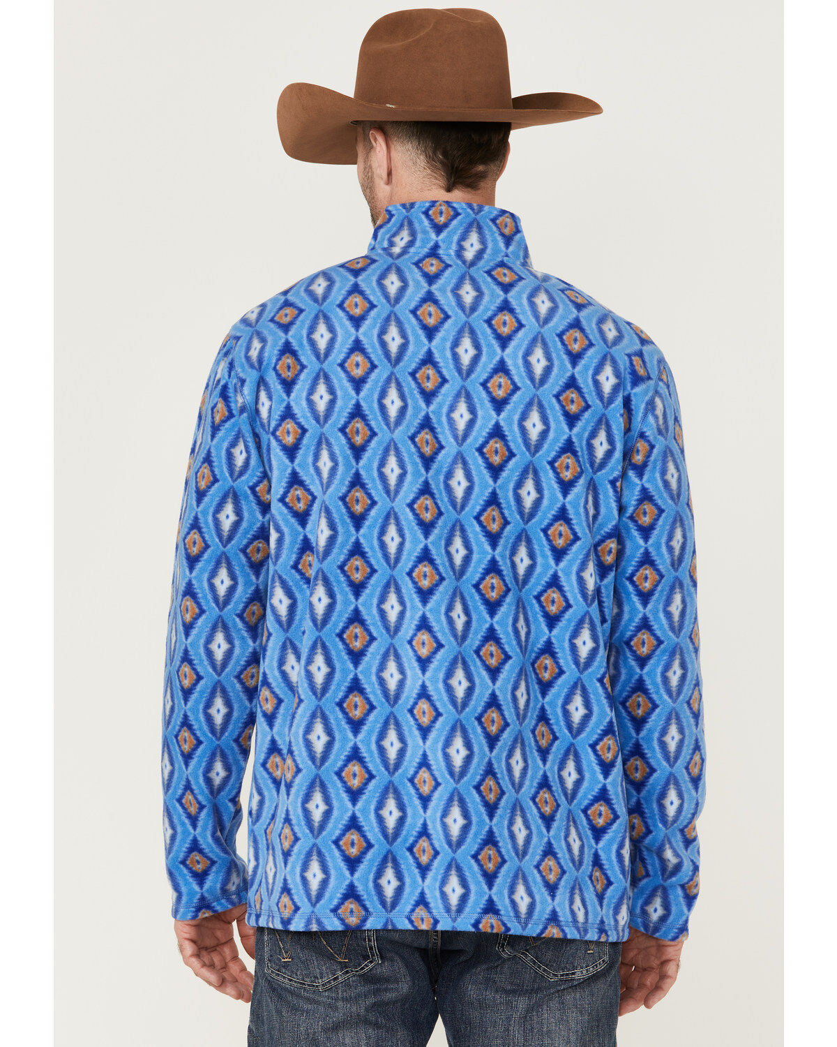Image #4 - RANK 45® Men's Shadow Southwestern Print 1/4 Zip-Front Fleece Pullover, Blue, hi-res