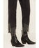 Rock & Roll Denim Women's Dark Wash High Rise Fringe Cropped Straight Jeans, Black, hi-res