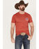 Howitzer Men's Red, White and Blue Graphic Western T-Shirt, Heather Red, hi-res