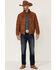 Stetson Men's Tan Suede Lined Storm-Flap Puffy Jacket , Tan, hi-res