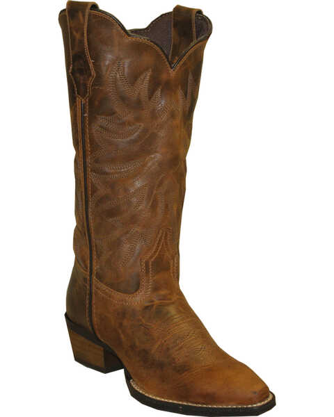Rawhide Women's 12" Scalloped Top Western Boots, Brown, hi-res