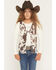 Image #1 - Shyanne Girls' Cora Cow Print Faux Suede Tie Vest, Brown, hi-res
