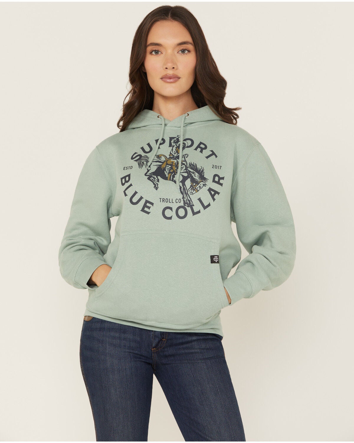 Troll Co Women's Rodeo Graphic Hoodie, Seafoam, hi-res